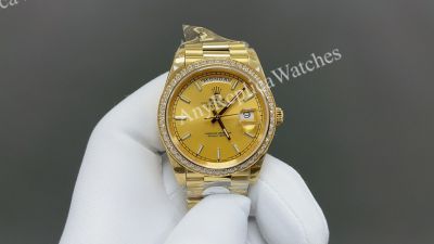 8+ Factory Rolex Daydate 36/40mm DD 3255 Movement Index Markers Gold Face Watch
